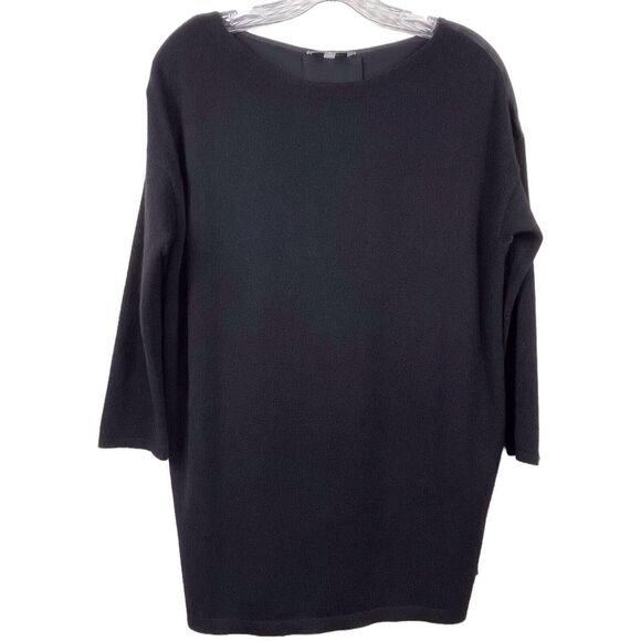 Neiman Marcus Cashmere Silk Boxy Sweater Black Medium Minimalist Luxe EUC - Picture 2 of 16